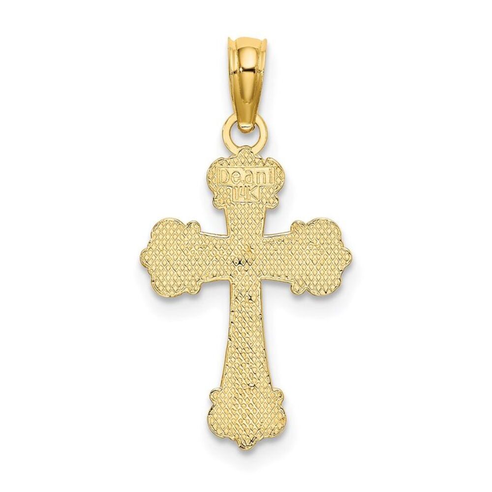14k Yellow Gold Cross W/ Scroll Tips & Button Cen… - image 4